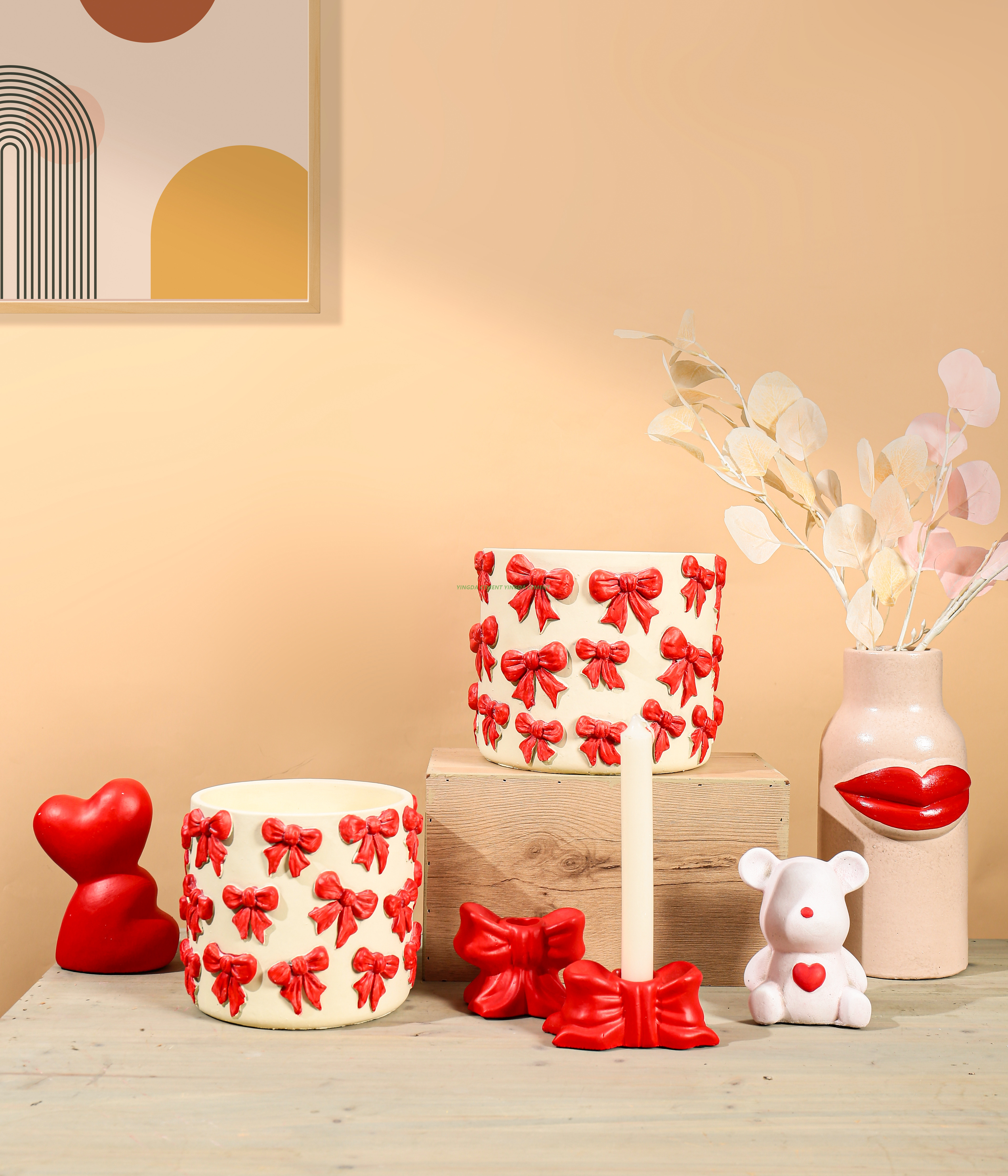 Bow Tie Ceramic Flower Pot Bowknot Vase Home Decor for Living Room and Garden Decor