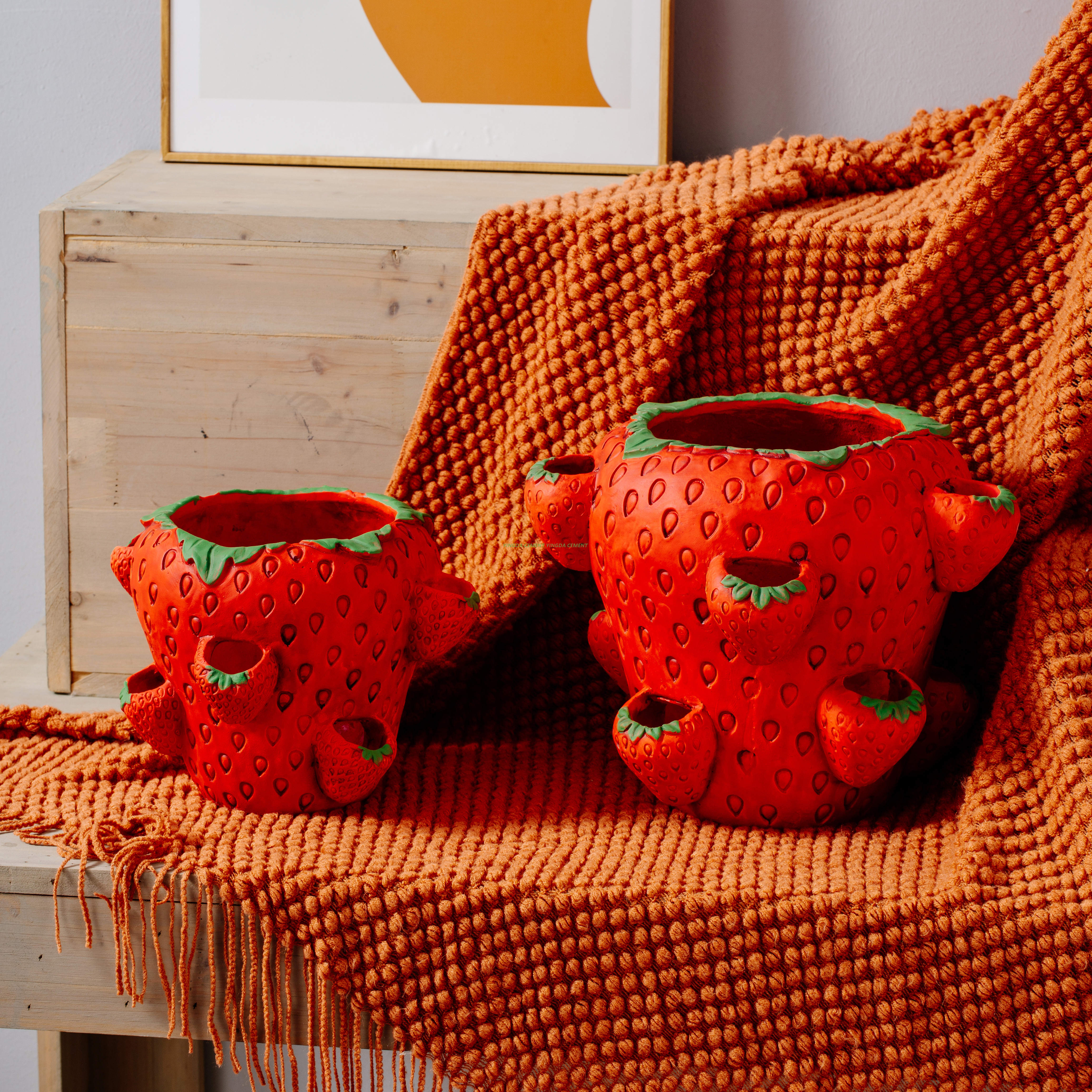 Succulent Pots for Gardening Rustic Style Indoor Outdoor Decor Cement Strawberry Garden Pot