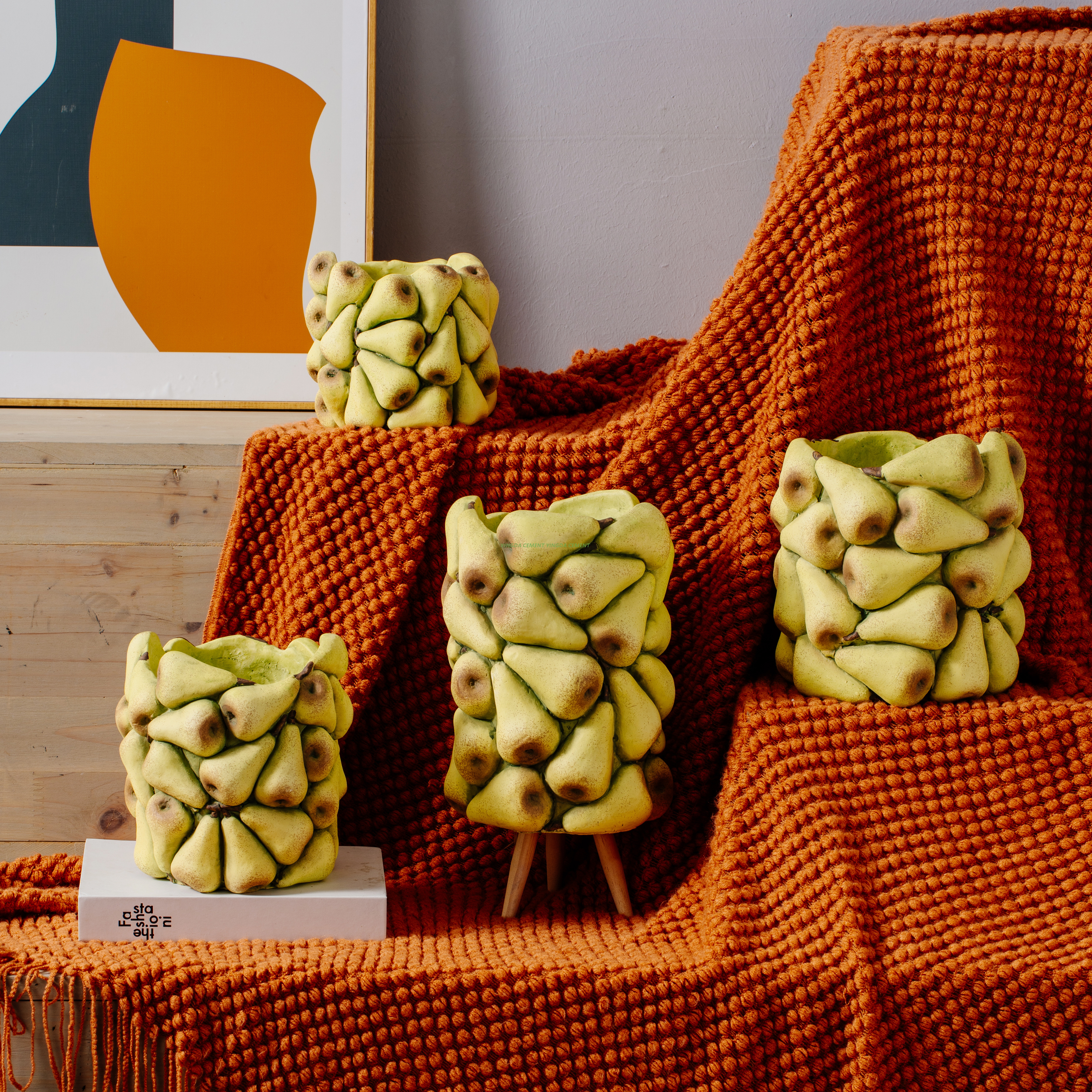 Garden Flower Pot Home Decor Cement Fruit Vase for Fruit Collections 