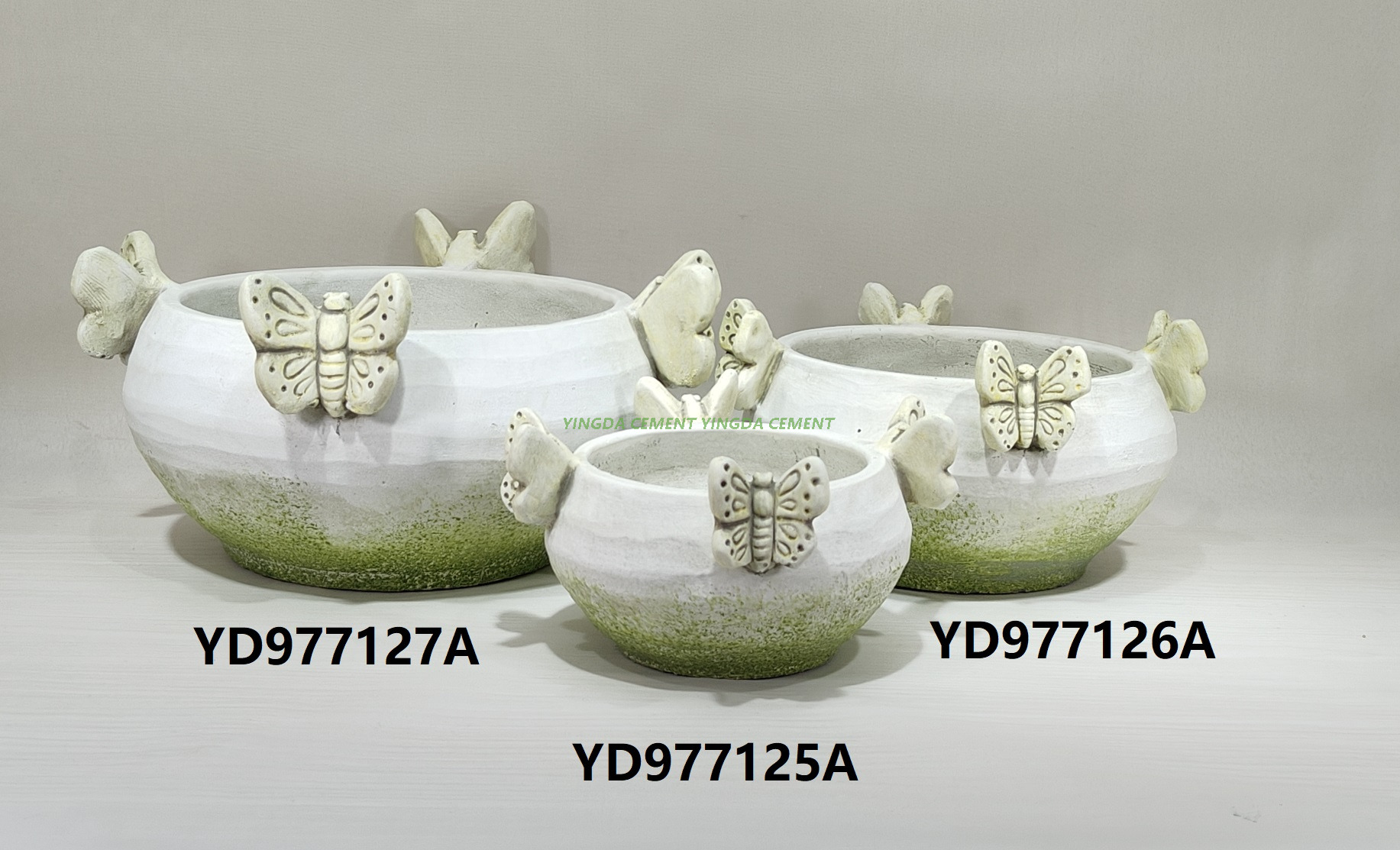 New Design Modern Balcony Decorative Concrete Pots butterfly Embossed Cement Pots for Home Garden