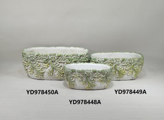 New Design Home Balcony Decoration Concrete Succulent Pot Embossed Cement Plant Flower Pots