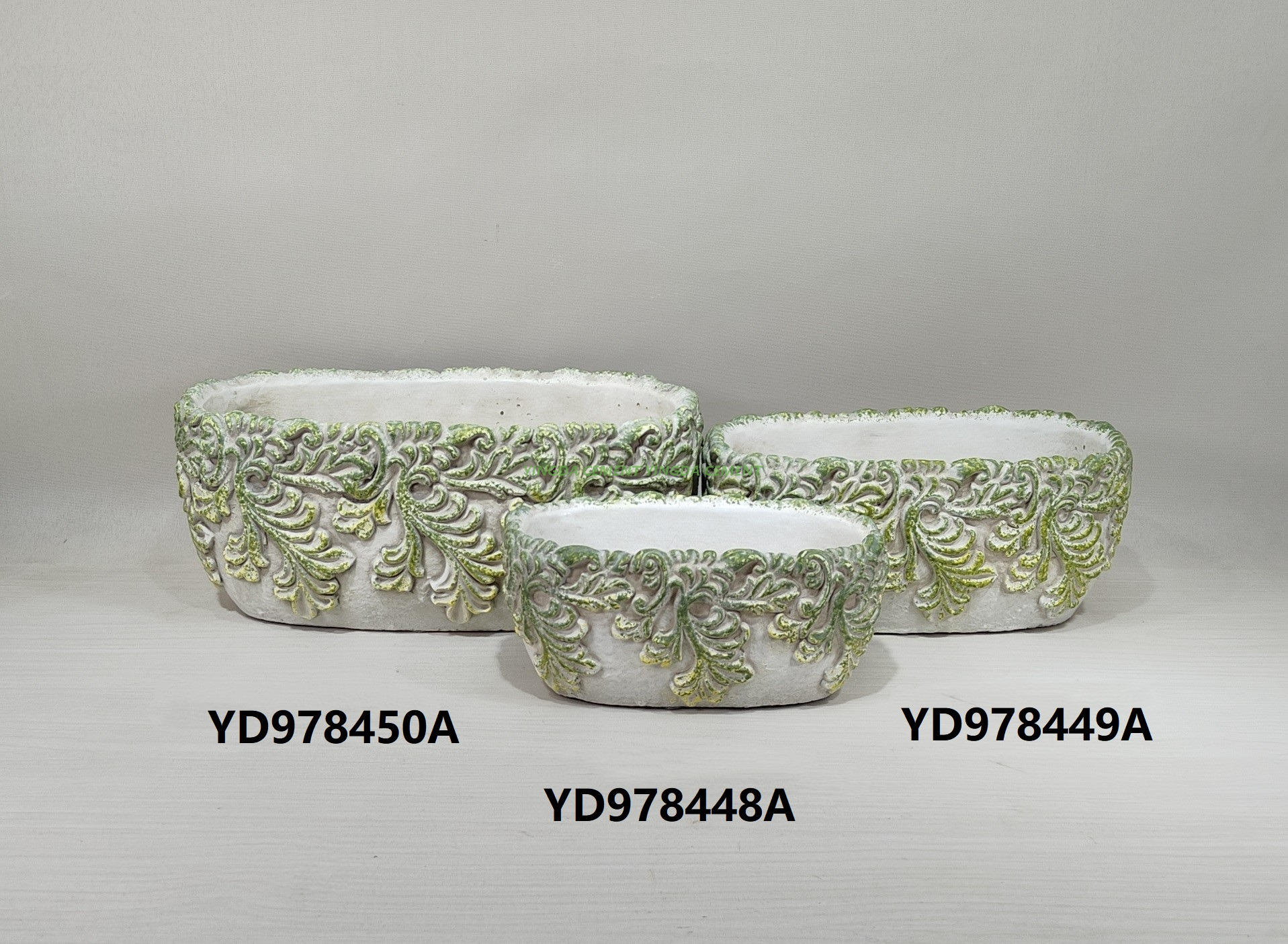 New Design Home Balcony Decoration Concrete Succulent Pot Embossed Cement Plant Flower Pots