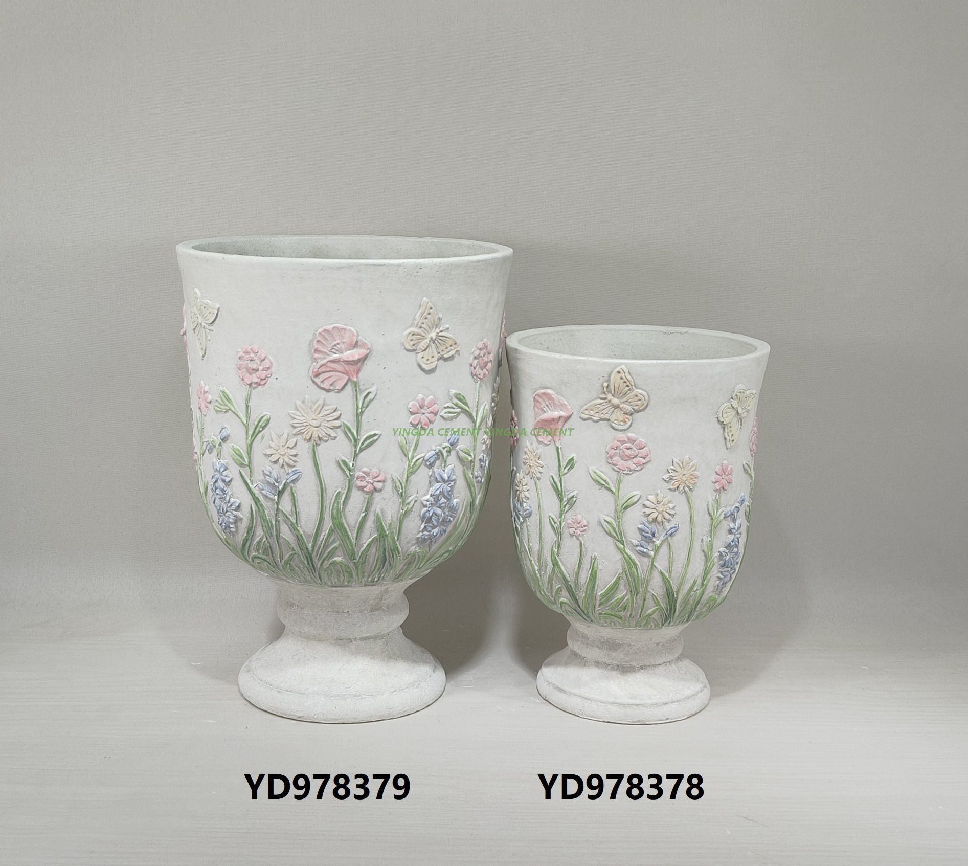 Wholesale Vintage Cement Flower Pots With Embossed Design for All House Plants
