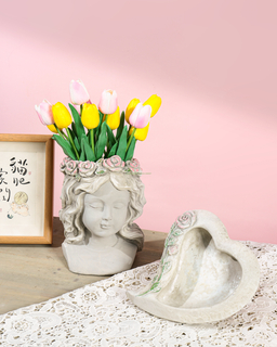 Garden Flower Pot Head Shaped Planter Hot Designs Cement Woman Head Planter Head Flower Pot