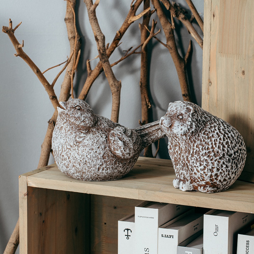 New product handmade animal shape tabletop decorative ornament art craft cement home decoration