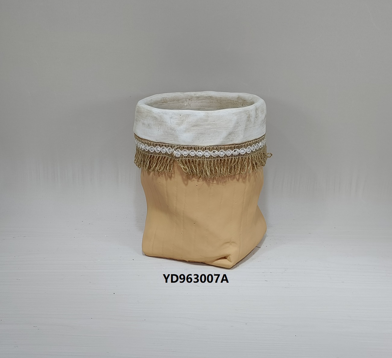 High quality custom creative sack bag design table vase indoor outdoor decoration cement flower vase