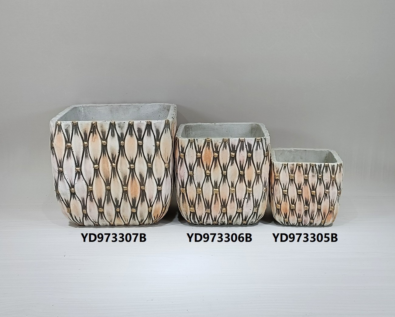 Nordic modern custom unique design embossed surface pots bonsai balcony square succulent flower pot