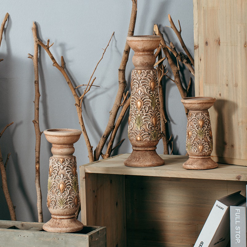 retro embossed surface design wholesale candlestick nordic candles stand desktop candle holders