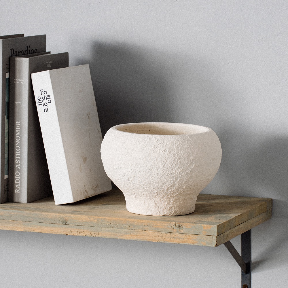 Minimalism style white color ceramic bonsai pots wedding decoration matte cement plant pot for flower