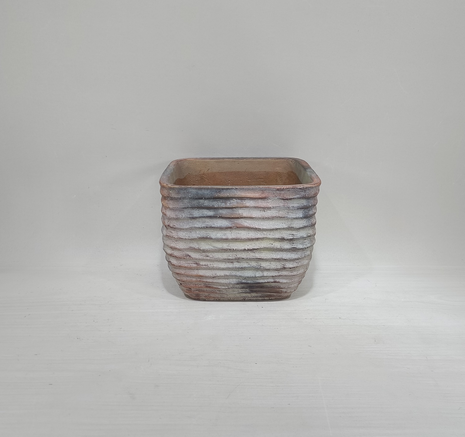 Pastoral style square shape terracotta clay plant pots matte cement pot for garden decor