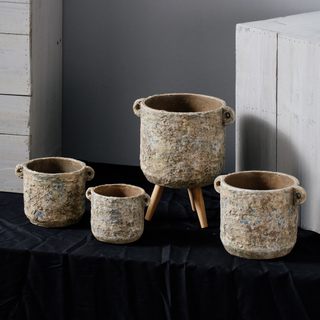 Modern custom logo cylinder balcony bonsai pot hand crafted cement garden succulent pots