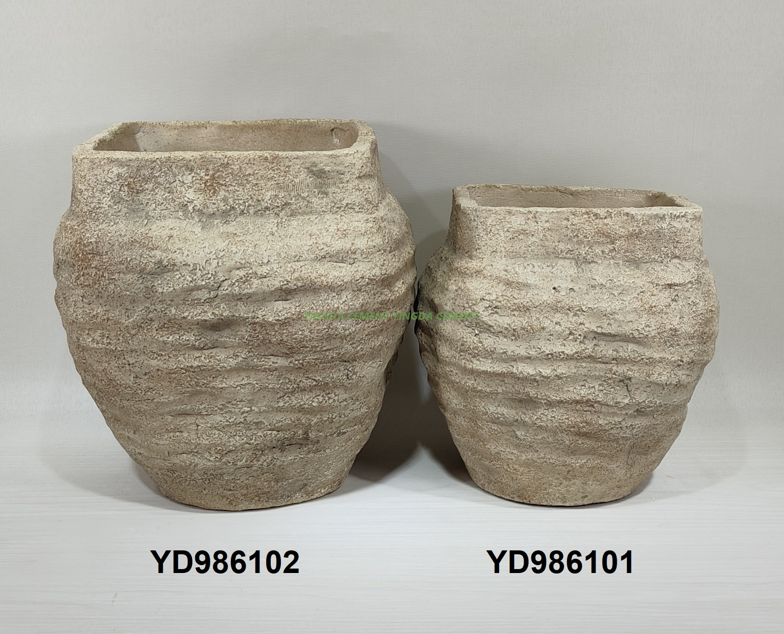 Vintage style oval shape flower plant pot garden decorative cement pots with decal