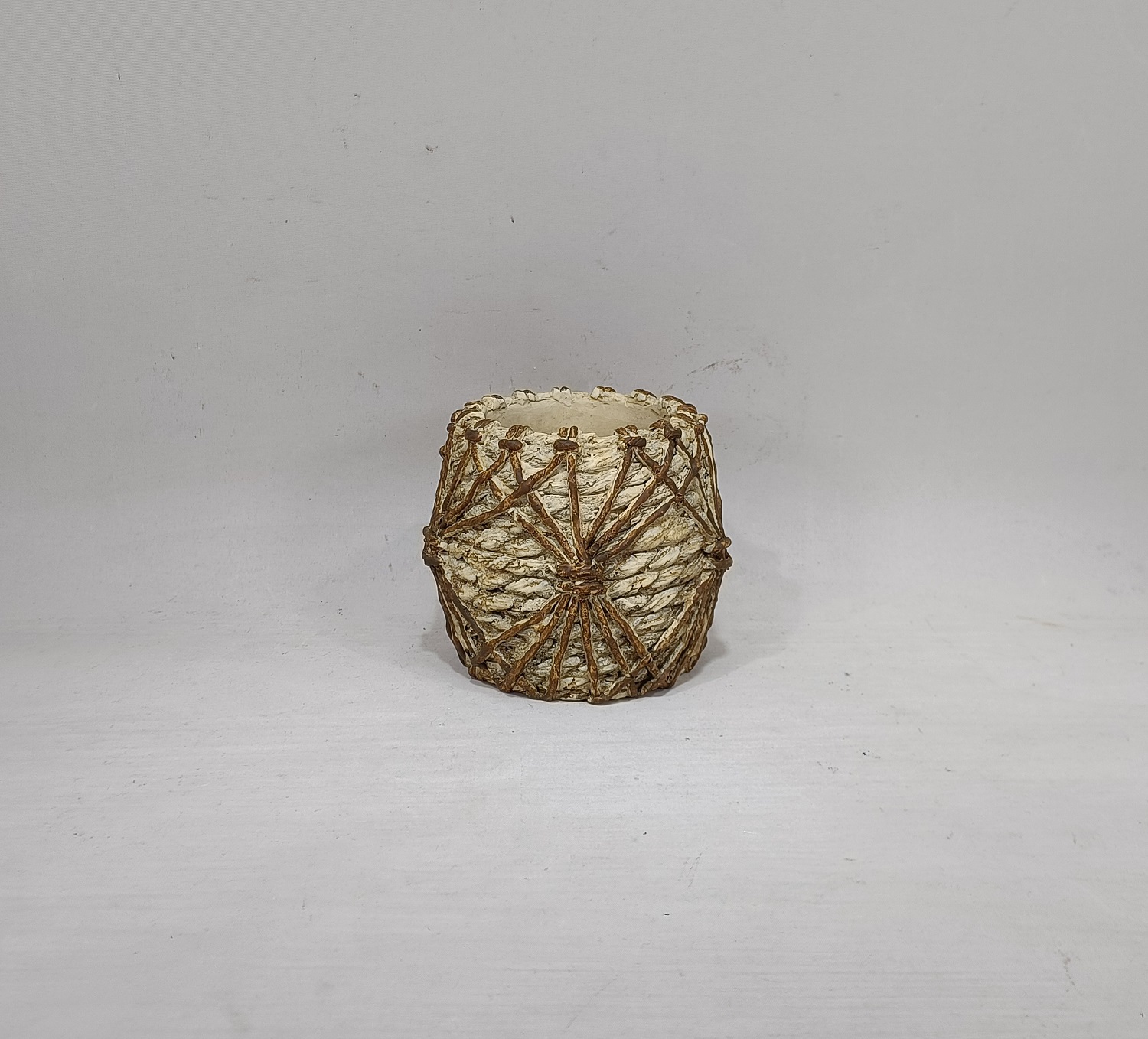 garden decoration plant pots bamboo woven handmade cement flower pot for plant