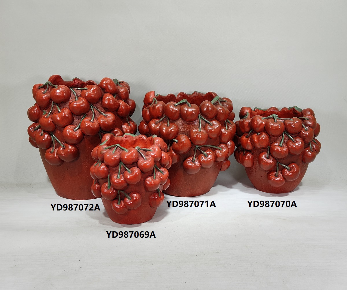 high quality fruits design cherry cement pot for home decor