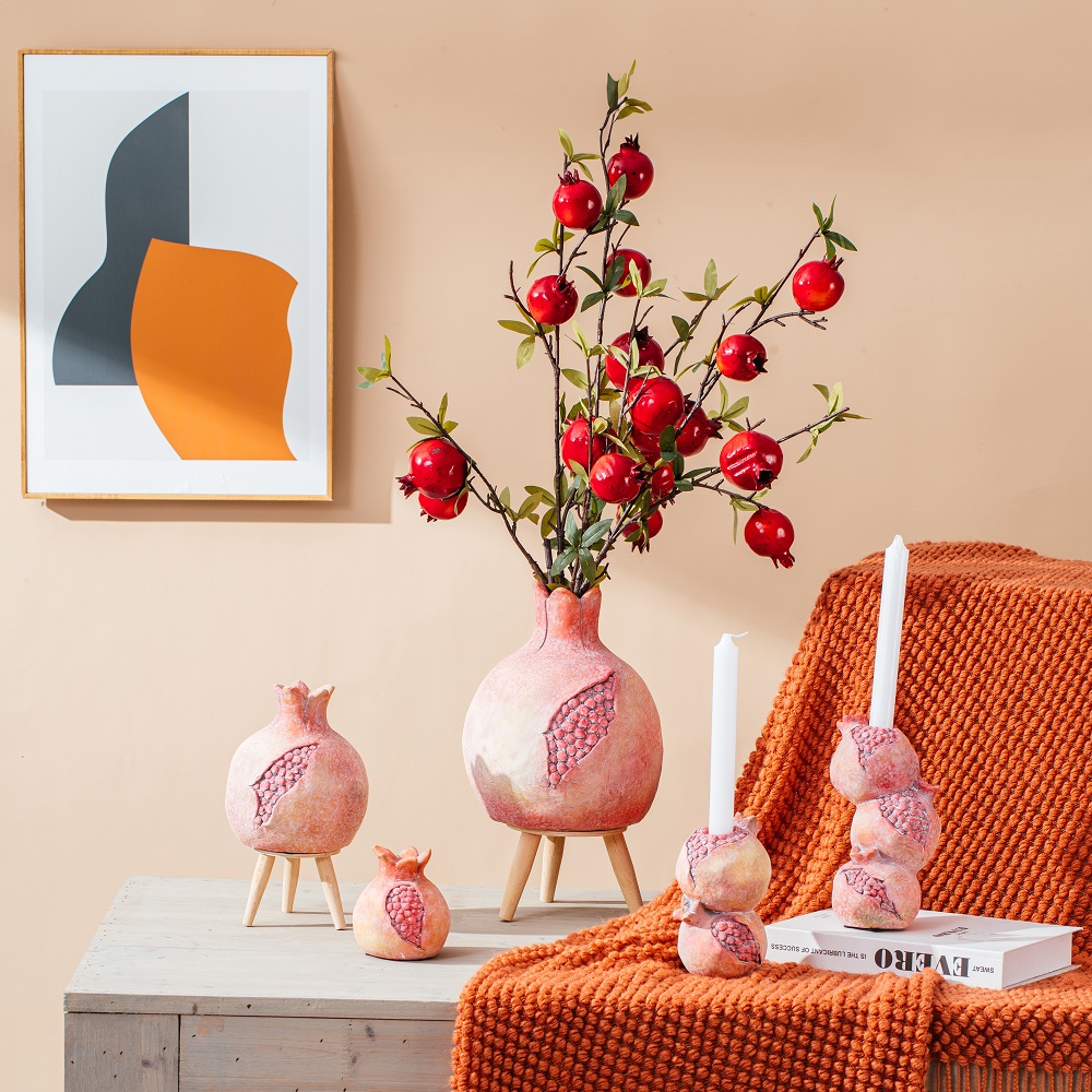 Embossed modern cement vase fruit design Pomegranate shape Concrete Vase