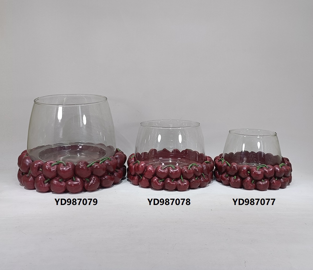 home table cement candle holder fruits design cherry shape candle holder with glass pot