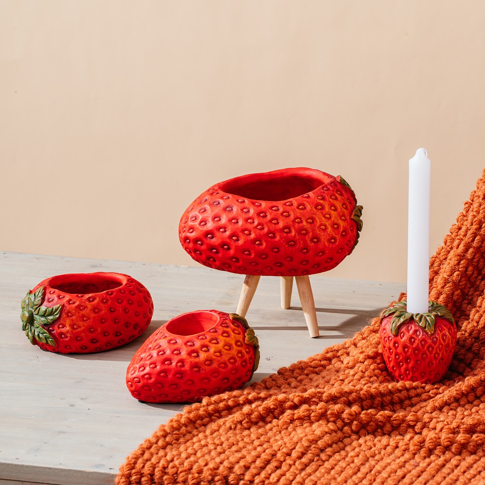 High quality cement garden pot fruits design strawberry shape cement pot for home decor