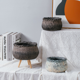 Wholesale custom logo matte concrete succulent pots cement garden flower pots for plants