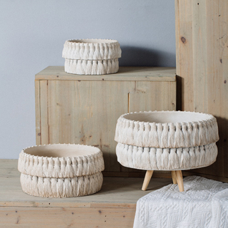 Cheap garden decoration succulent planter pots white color cement garden flower pots