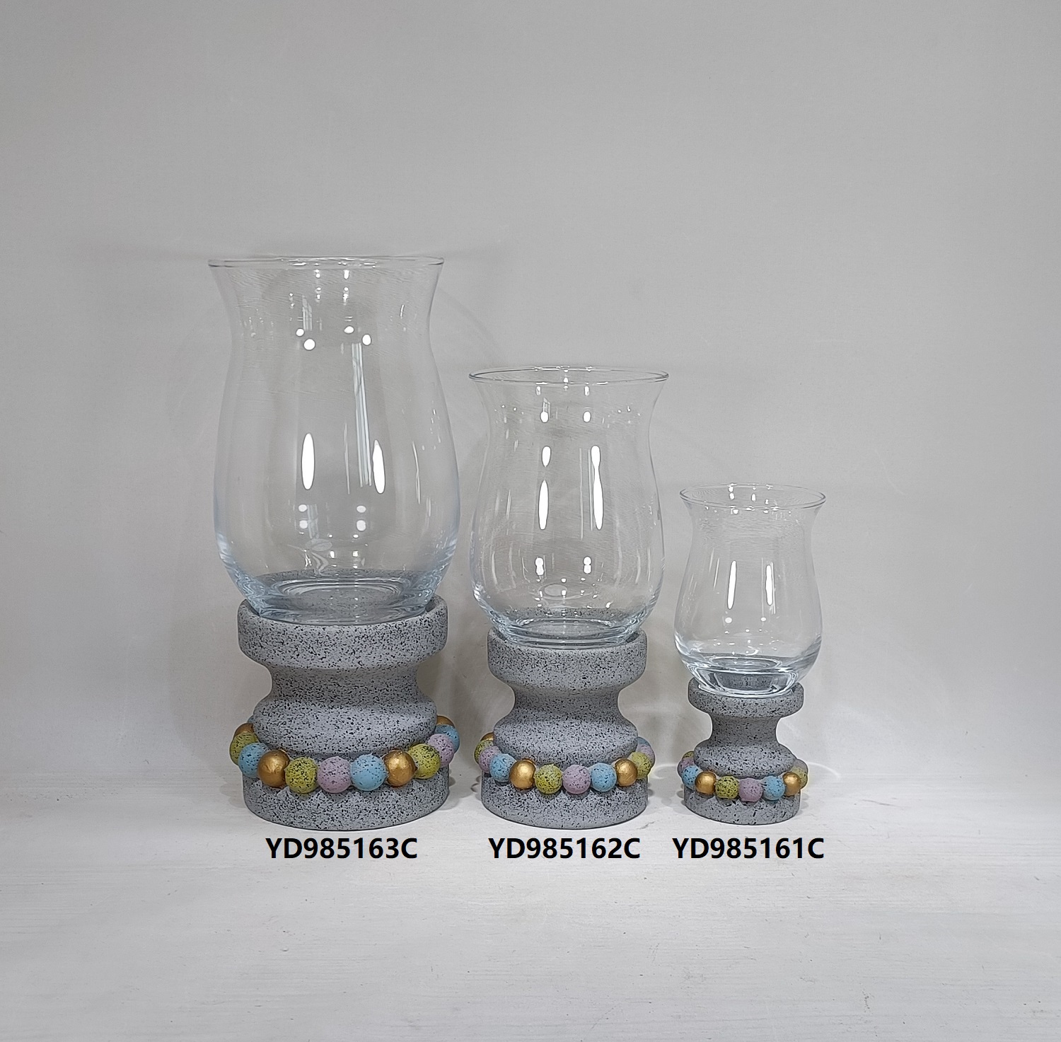 Creative home table top decoration cement tea light candle jar concrete candle holder with glass pot