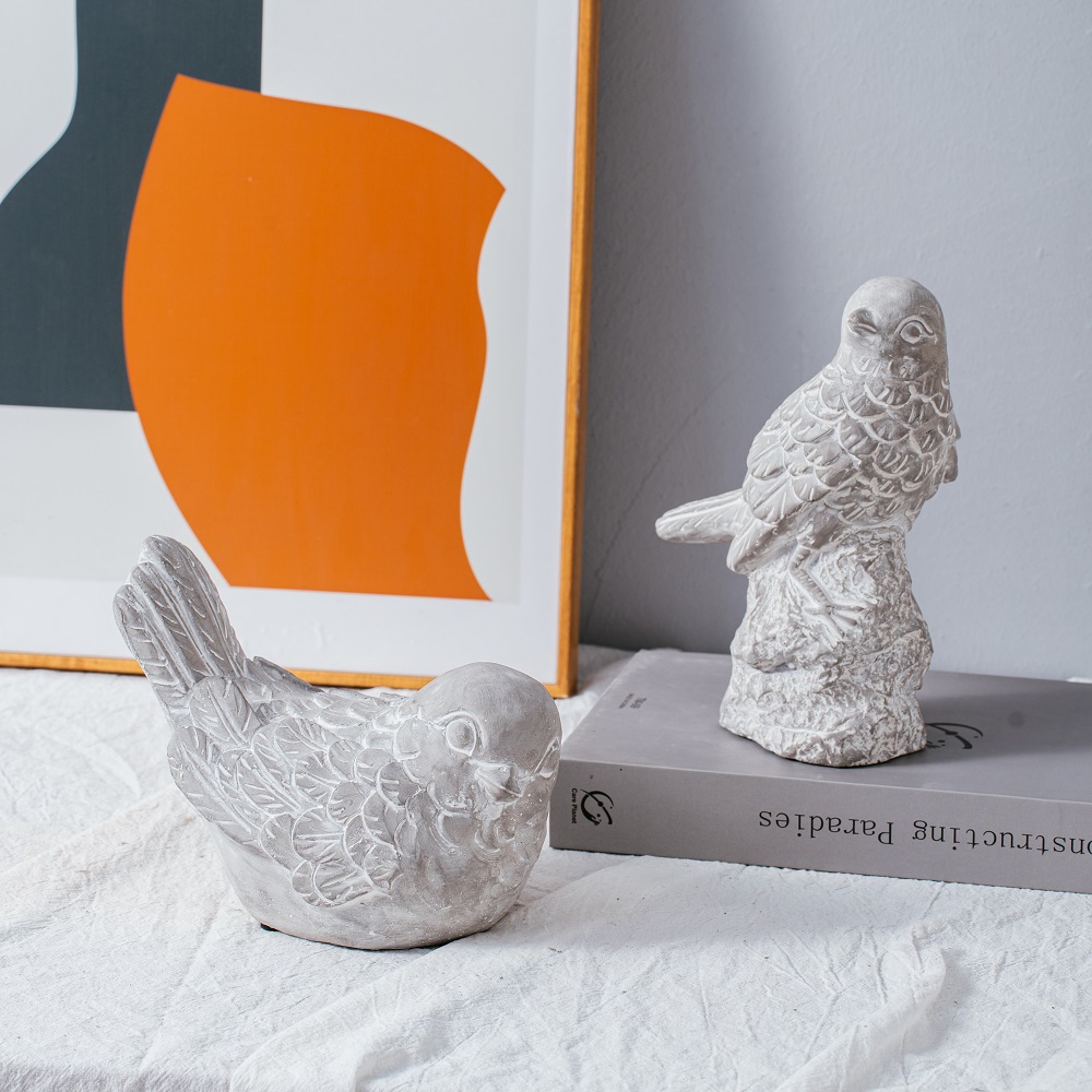 Bird design matte cement home decor animal shape decoration ornaments 