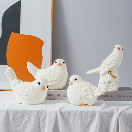 Bird design matte cement home decor ivory color animal shape decoration ornaments 