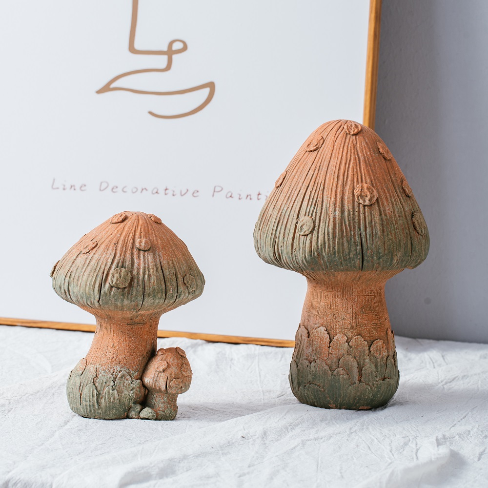 New style modern creative matte terracotta color mushroom shape matte cement home decor 