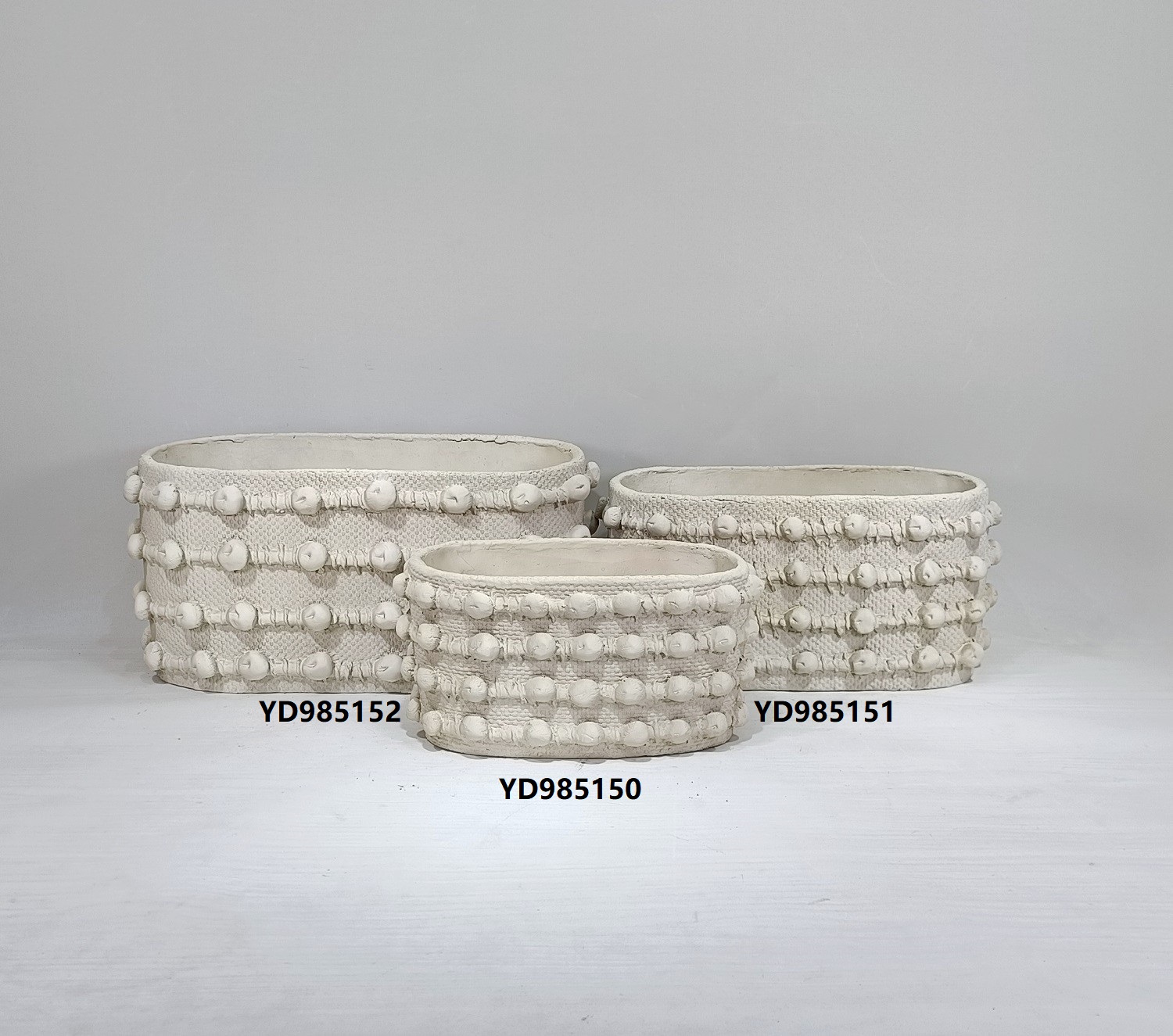 Oval shape cement bonsai pots home tabletop decor small flower pot