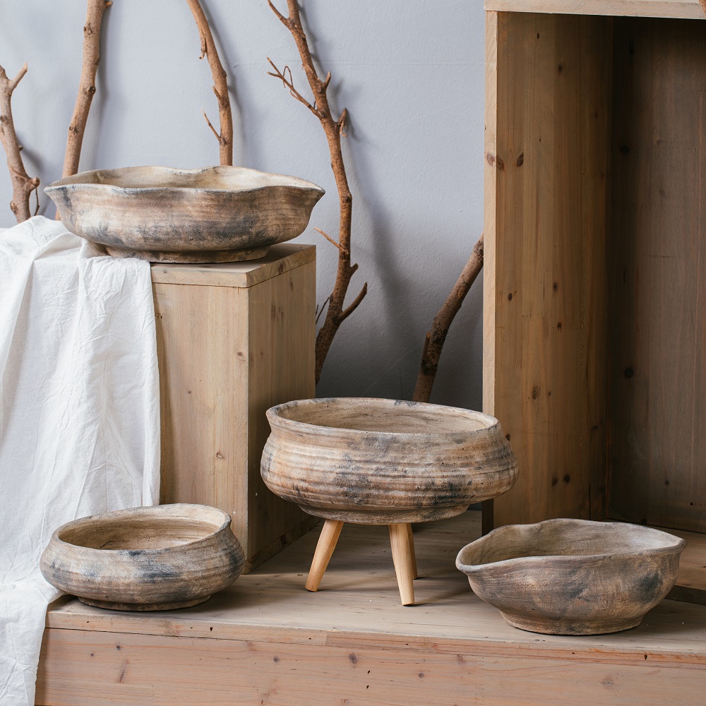 High quality Old looking cement flower pot for decoration