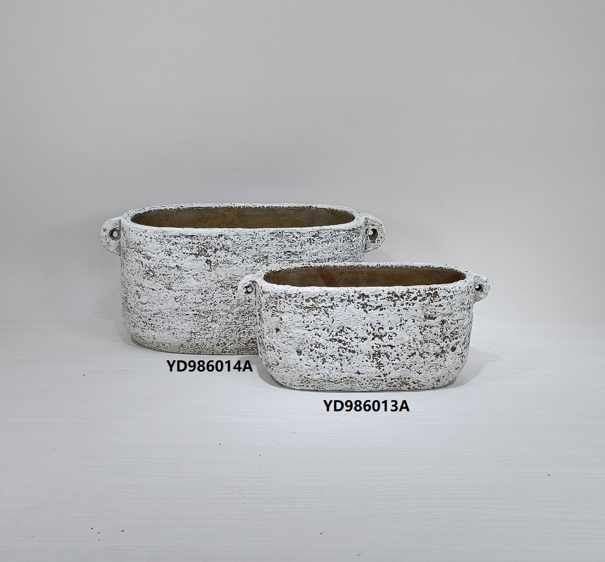 Retro style outdoor decor terracotta plant pot cement bonsai flowerpot concrete flower pot with handle