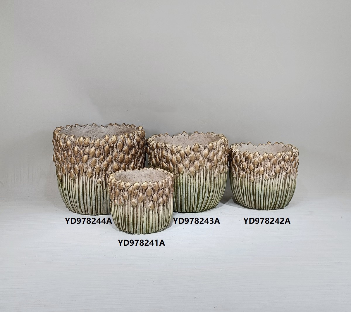 High quality balcony decor cactus succulent potted plant green color cement flower pots for plants