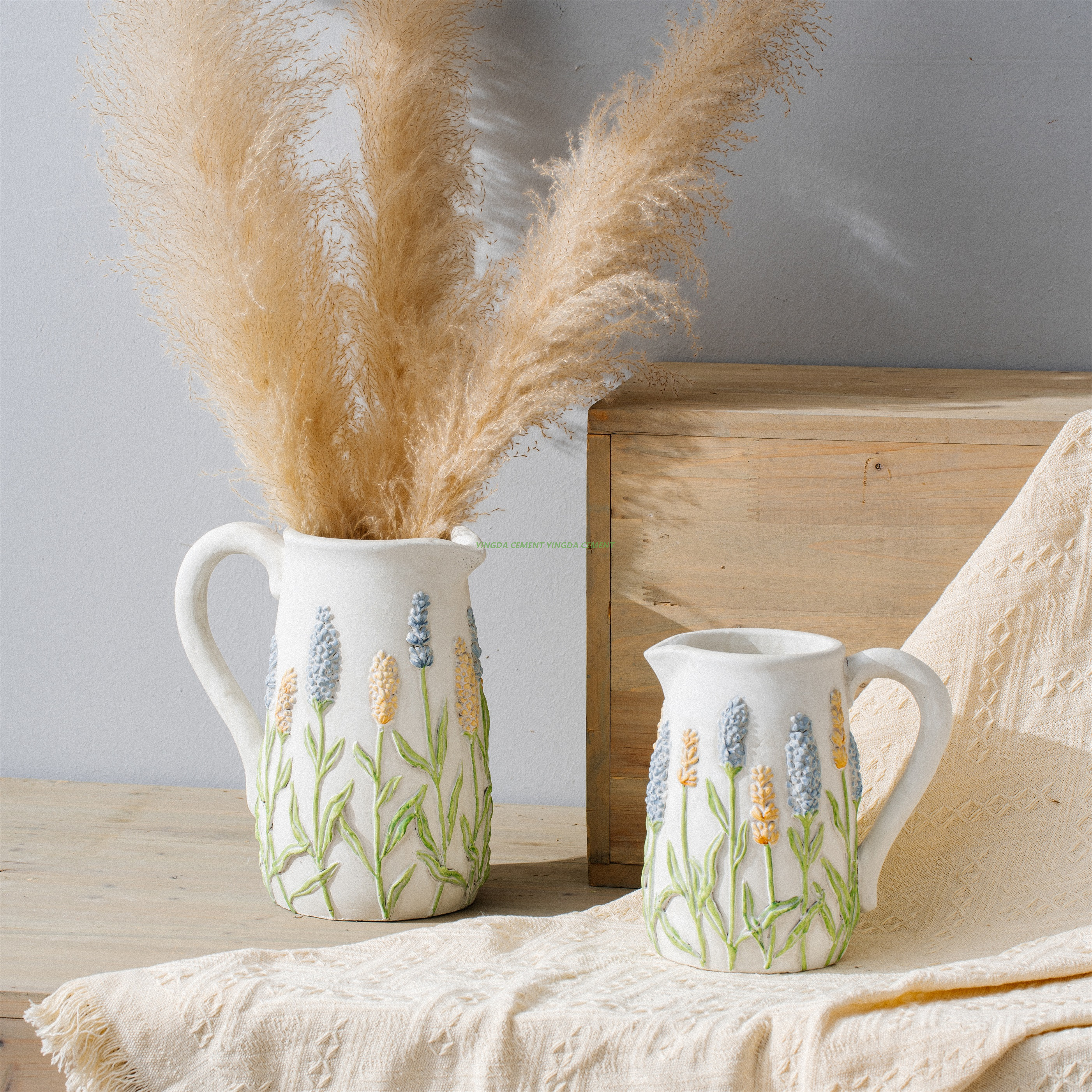 Custom Size Logo Nordic Puffed Ridge Concrete Cement Planter Plant Flower Succulent Cactus Pots