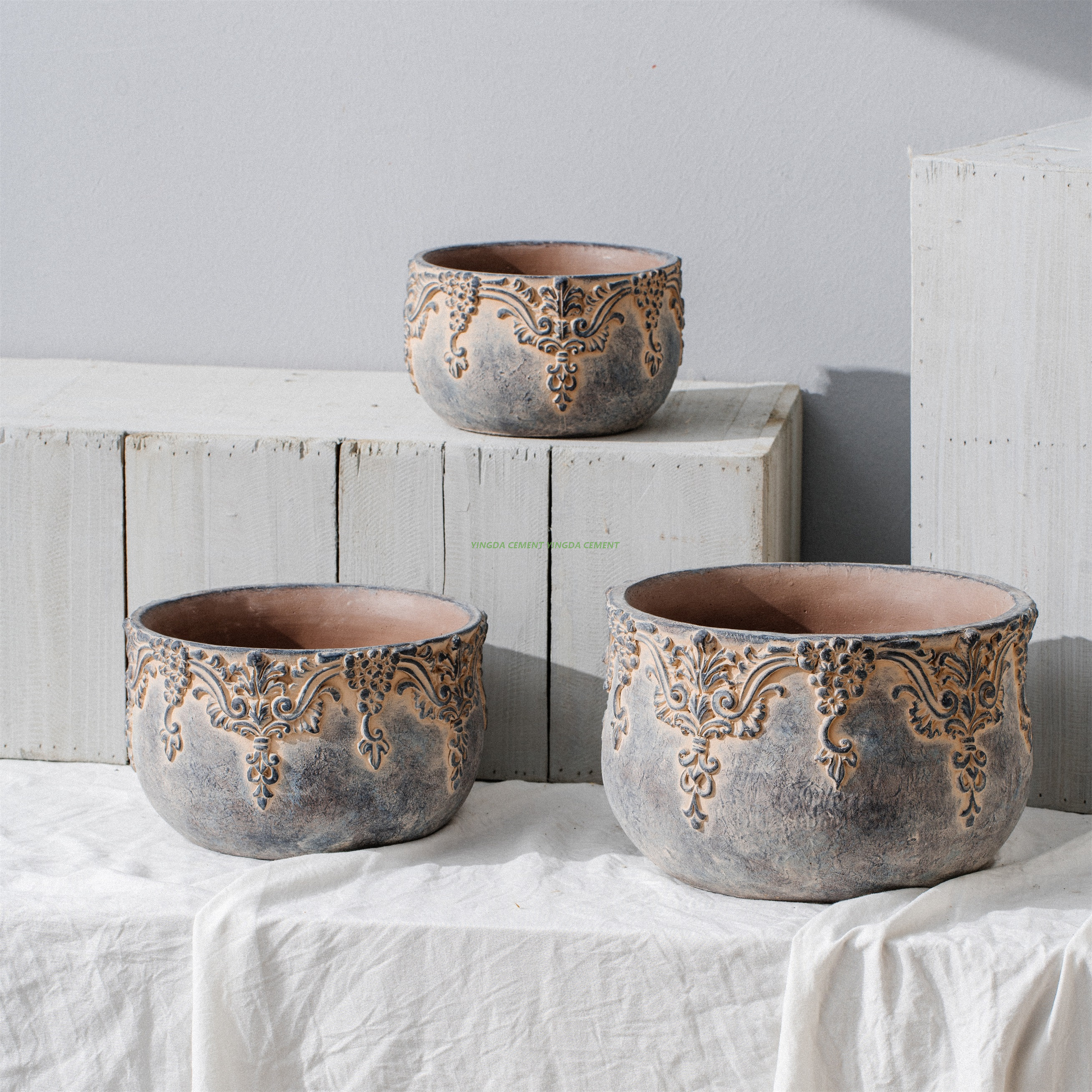 High Quality Artificial Planting Succulent Flower Pot Colorful Nordic Decor Bonsai Garden Cement Pot