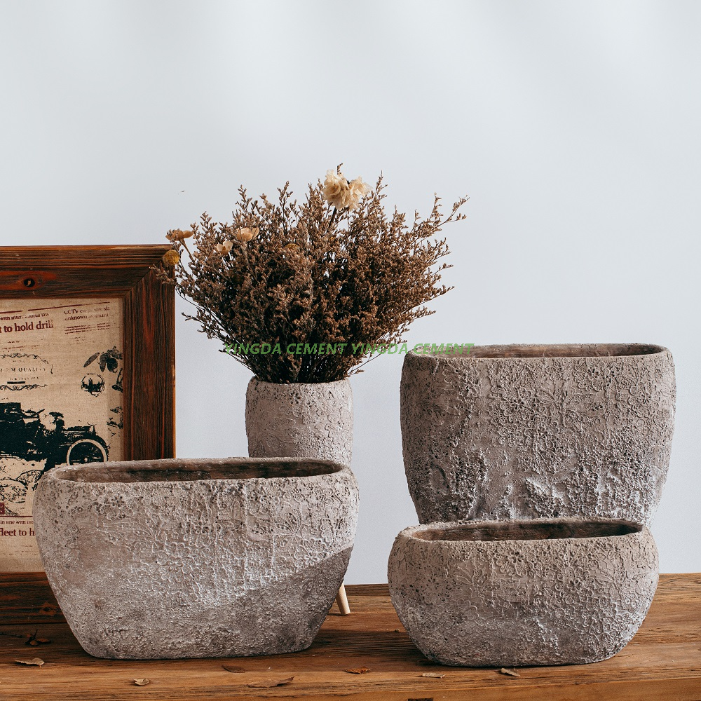 Wholesale cheap minimalism frosted flowerpot courtyard garden decoration concrete flower pot