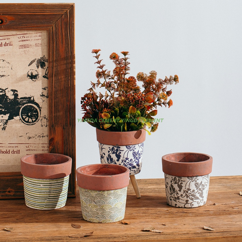 High Quality Creative Design Planter Pot Garden Decoration Rustic Cement Flower Pot for Sale