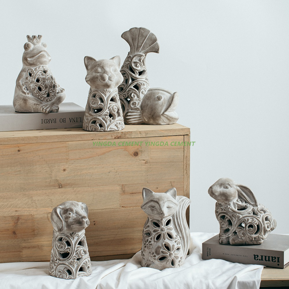 Wholesale Art Hollowed-out Design Cute Animal Crafts Ornaments Creative Cement Home Decoration