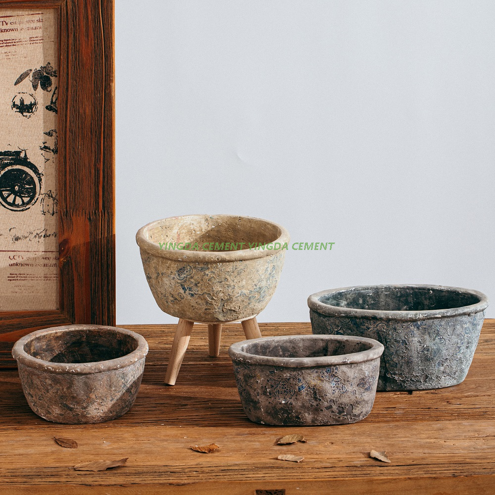 Vintage Style Indoor Outdoor Decorative Cement Succulent Pot Garden Pots Planters