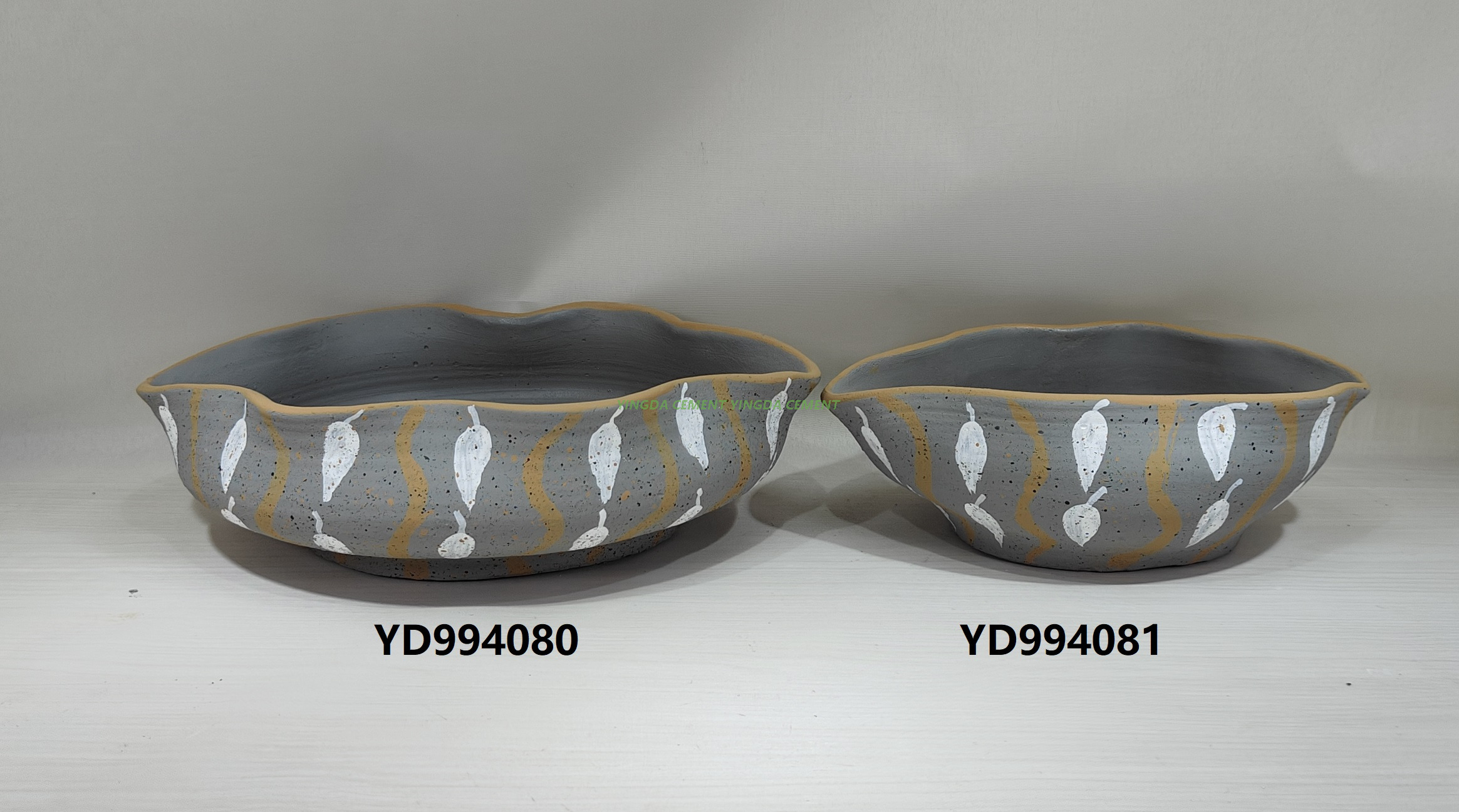 Nordic Style INS Garden Antique Cement Durable Round Flowerpot Hand-painted Breathable Degradable Cross-border Guest Use