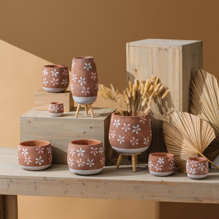 Wholesale Small Cement Flower Pot Hand-painting Cement Pots