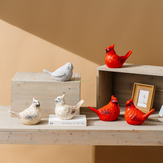 Cement Effect Bird Figurine Sculpture with Antique Brown FIinish Polyresin Bird Statue