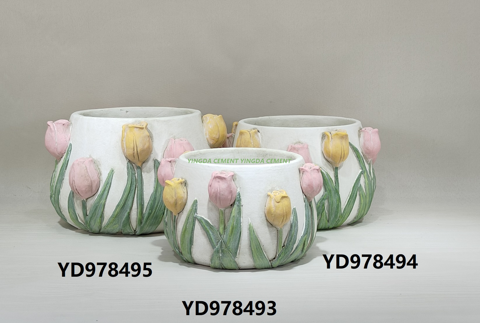 Cement Tulip-shaped Flower Pot for Decoration 