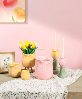 Cement Tulip-shaped Planter Garden Home Decoration Cement Candle Holder