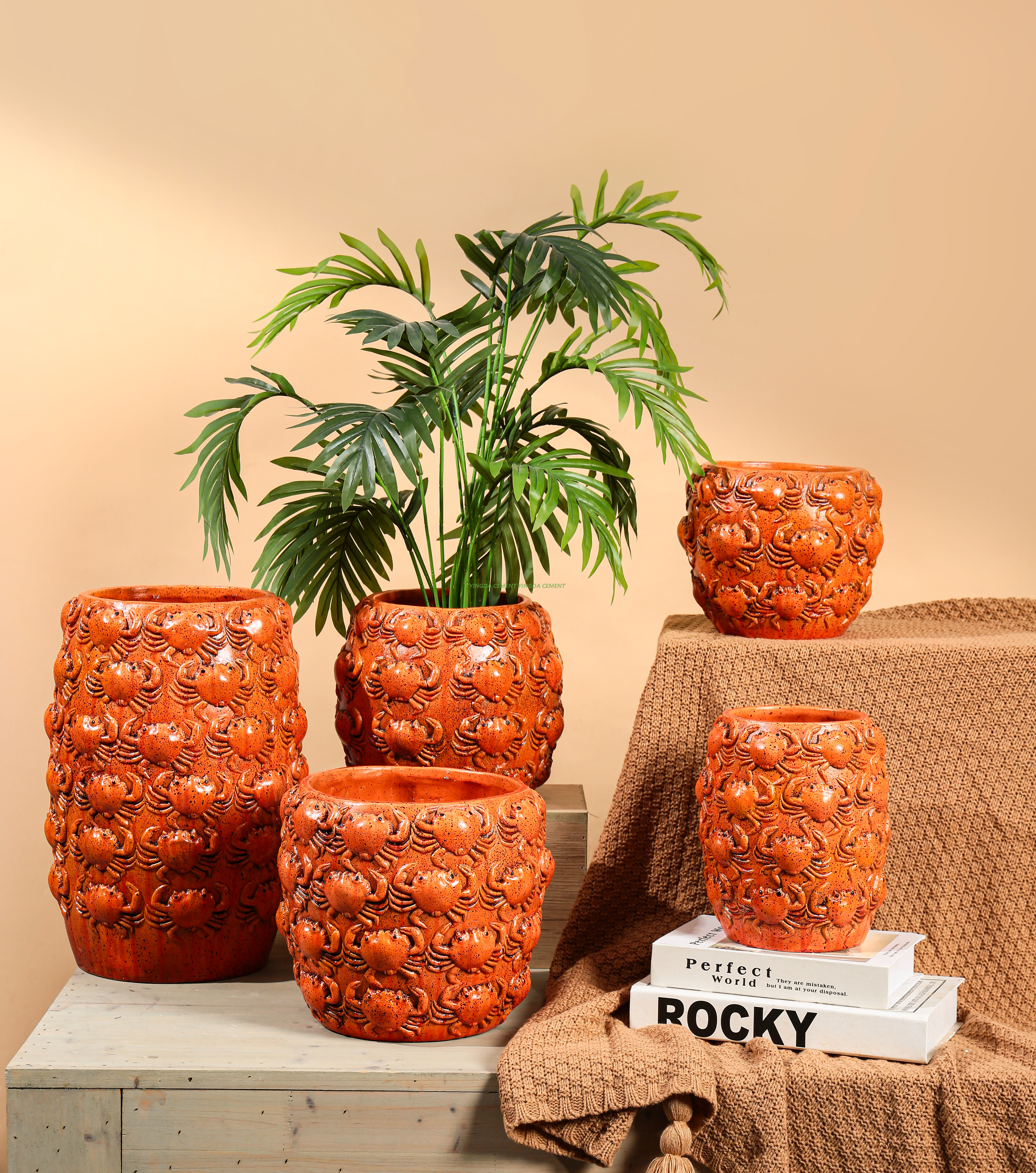  Flower Pots Ocean Cement New Design Indoor Handmade American Style Glazed Indoor Decor