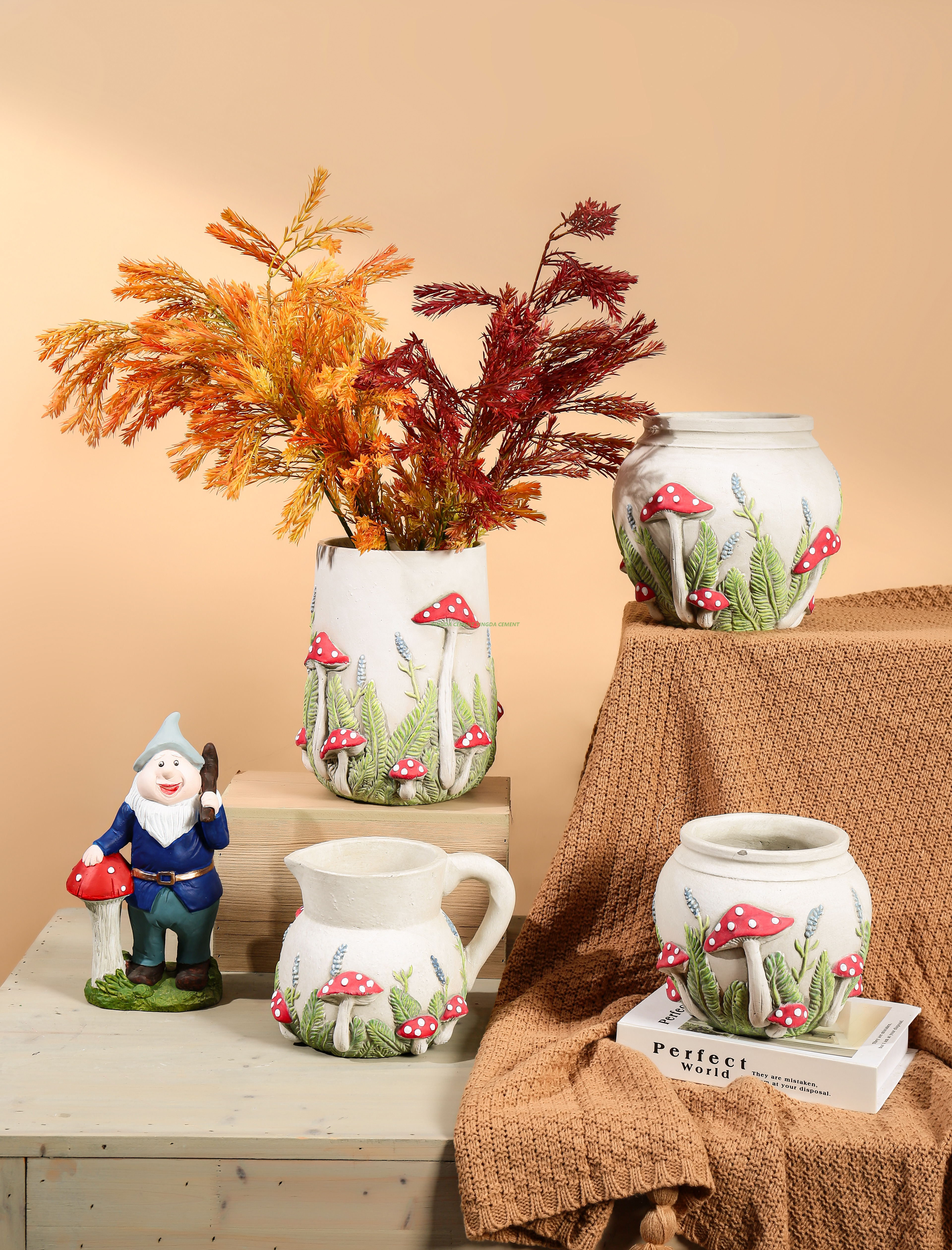 Adorable Cement Mushroom Flower Pot Decorative Mushrooms for Any Flower Arrangement