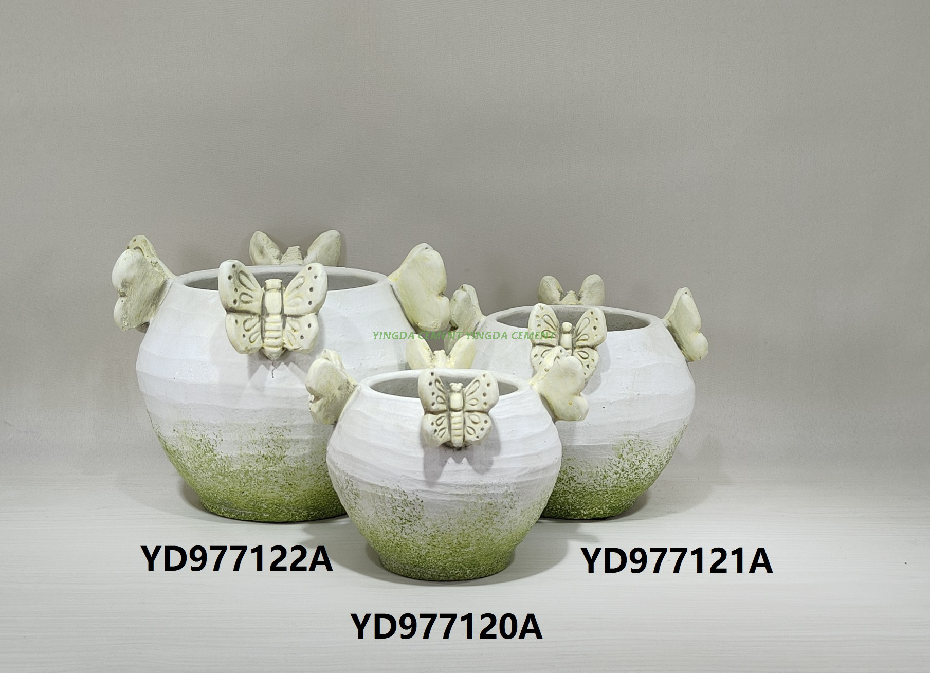 New Design Modern Balcony Decorative Concrete Pots butterfly Embossed Cement Pots for Home Garden