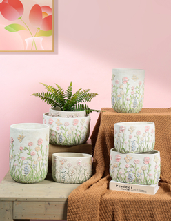New Design European Style Popular Indoor and Outdoor Cylindrical Cement Flower Pot