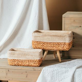 Wholesale garden decoration rectangle bamboo woven design matte concrete planter pots cement succulent flower pots