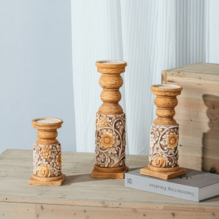 Unique design classical embossed tall candle stick cement home decoration items candle holder