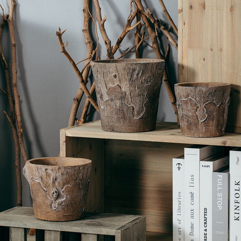 Wholesale price vintage style outdoor plant pot cement especial yard decoration concrete flower pot