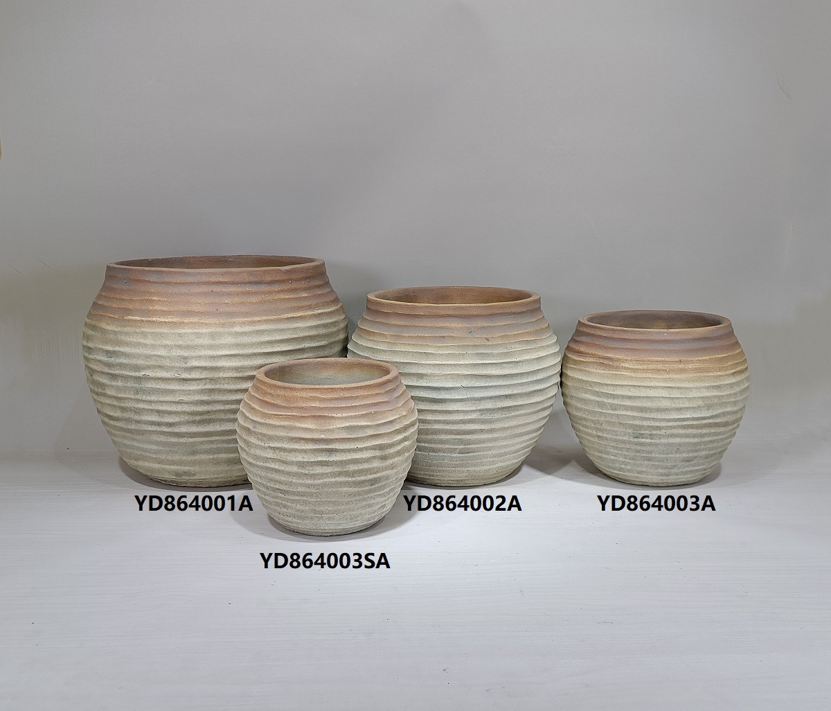 Retro style round clay terracotta flower pot garden ornaments cement plant pot for decoration